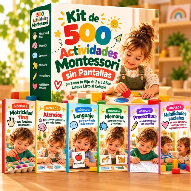 Kit de 500 Actividades Montessori sin Pantallas con sus 6 módulos